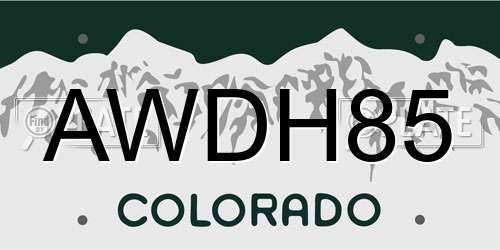 AWDH85 Colorado License Plate