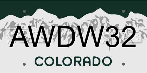 AWDW32 Colorado License Plate