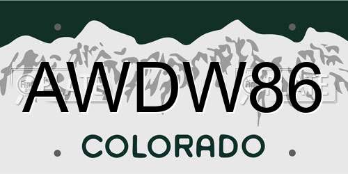 AWDW86 Colorado License Plate