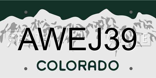 AWEJ39 Colorado License Plate