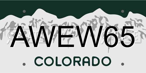 AWEW65 Colorado License Plate