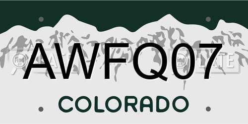 AWFQ07 Colorado License Plate