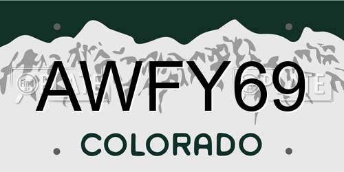 AWFY69 Colorado License Plate