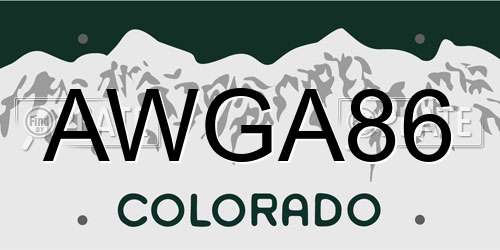 AWGA86 Colorado License Plate