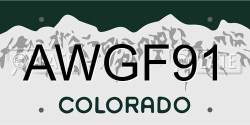 AWGF91 Colorado License Plate
