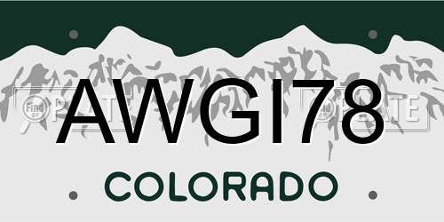 AWGI78 Colorado License Plate