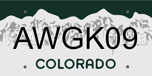 AWGK09 Colorado License Plate