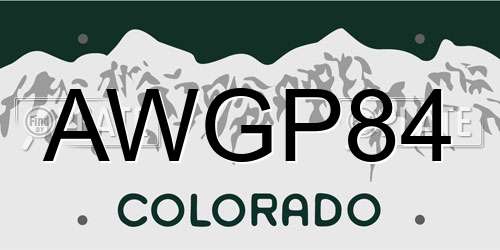 AWGP84 Colorado License Plate