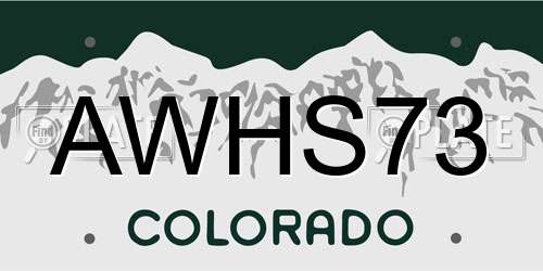 AWHS73 Colorado License Plate