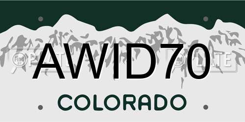 AWID70 Colorado License Plate