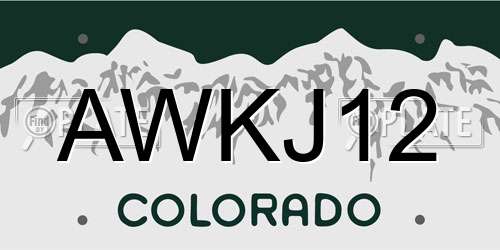 AWKJ12 Colorado License Plate