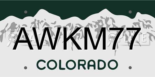 AWKM77 Colorado License Plate