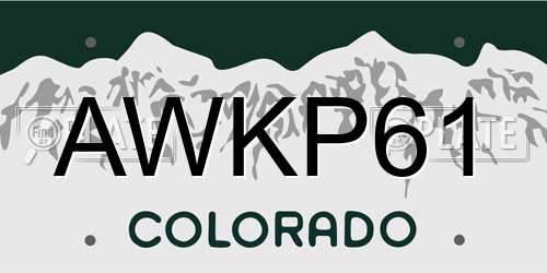 AWKP61 Colorado License Plate