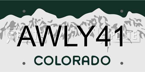 AWLY41 Colorado License Plate