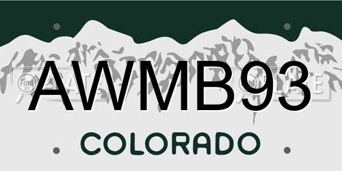 AWMB93 Colorado License Plate