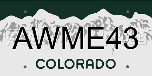 AWME43 Colorado License Plate