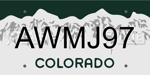 AWMJ97 Colorado License Plate