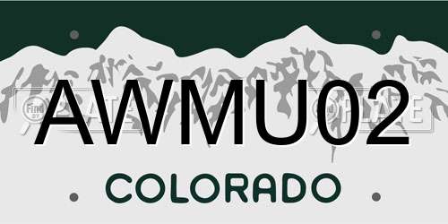 AWMU02 Colorado License Plate