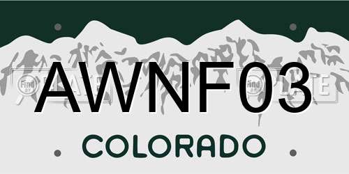 AWNF03 Colorado License Plate