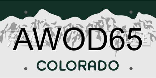 AWOD65 Colorado License Plate