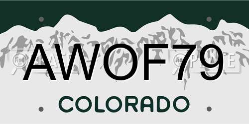 AWOF79 Colorado License Plate