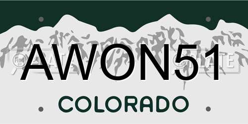 AWON51 Colorado License Plate