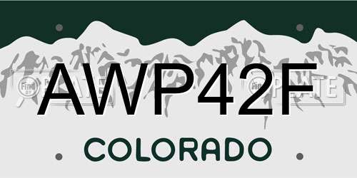 AWP42F Colorado License Plate