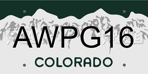 AWPG16 Colorado License Plate