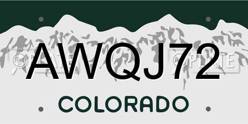 AWQJ72 Colorado License Plate