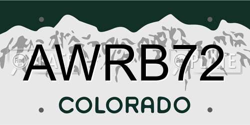 AWRB72 Colorado License Plate