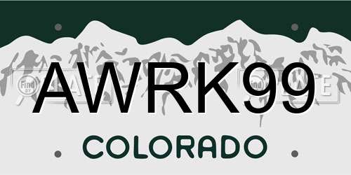 AWRK99 Colorado License Plate