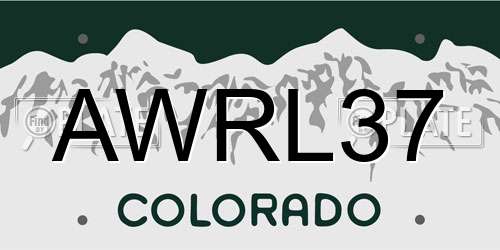 AWRL37 Colorado License Plate