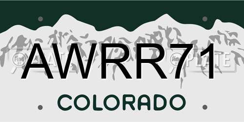 AWRR71 Colorado License Plate