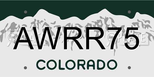 AWRR75 Colorado License Plate
