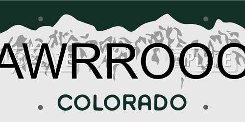 AWRROOO Colorado License Plate
