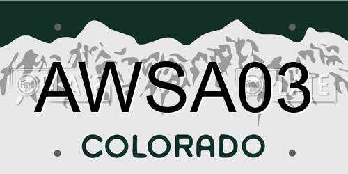 AWSA03 Colorado License Plate