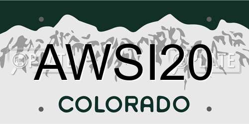 AWSI20 Colorado License Plate