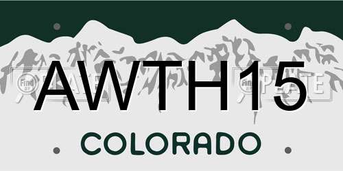 AWTH15 Colorado License Plate