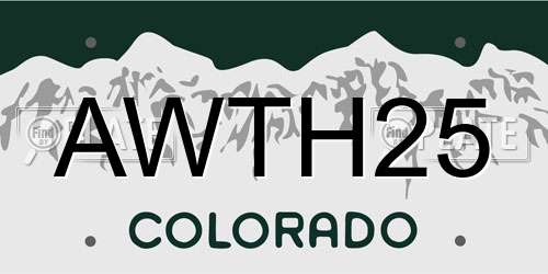 AWTH25 Colorado License Plate