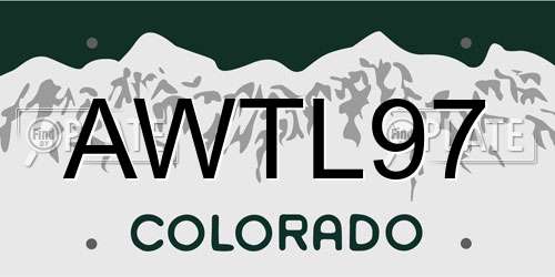 AWTL97 Colorado License Plate