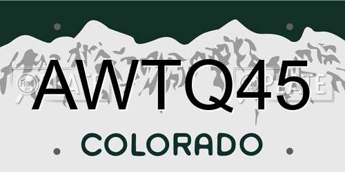 AWTQ45 Colorado License Plate