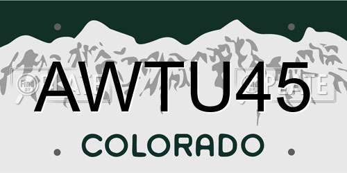 AWTU45 Colorado License Plate