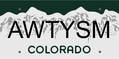 AWTYSM Colorado License Plate