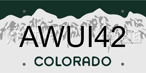 AWUI42 Colorado License Plate