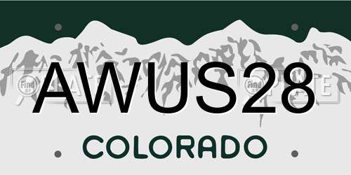 AWUS28 Colorado License Plate