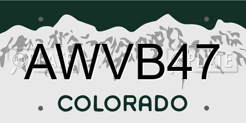 AWVB47 Colorado License Plate