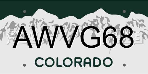 AWVG68 Colorado License Plate
