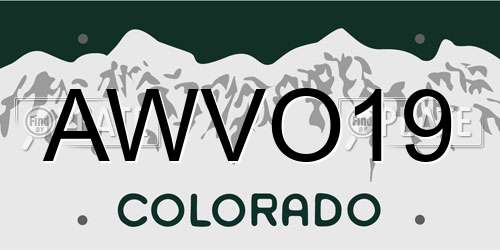 AWVO19 Colorado License Plate