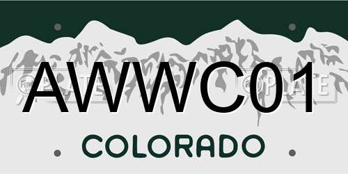 AWWC01 Colorado License Plate