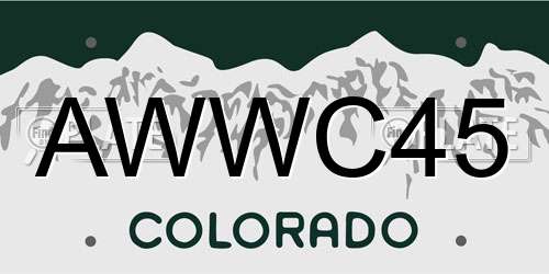 AWWC45 Colorado License Plate